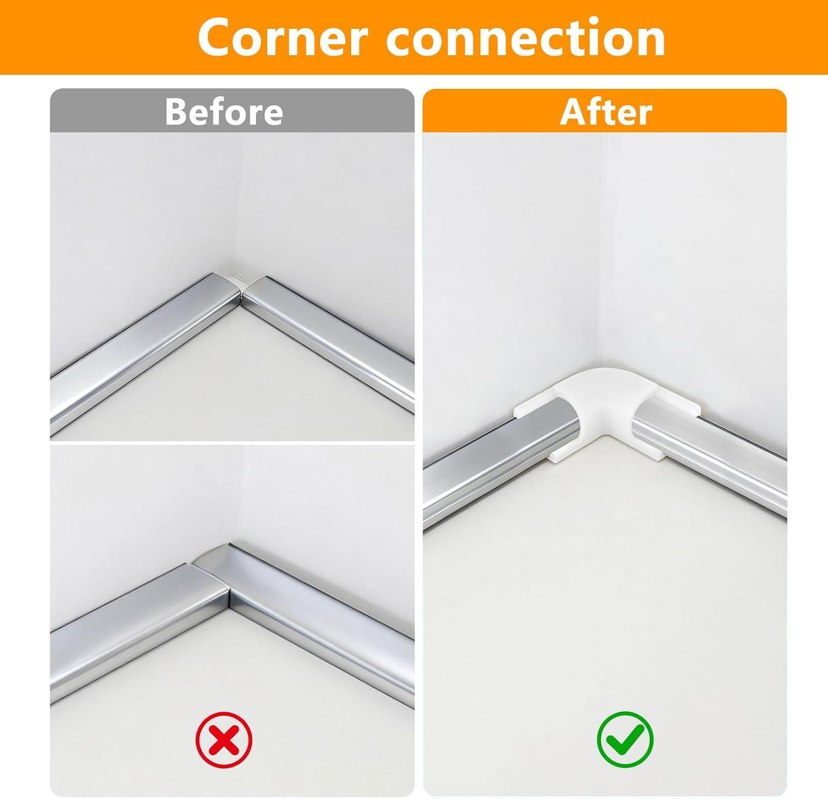 6-Pack 90° Corner Connectors for V-Shape LED Aluminum Channels with Screws