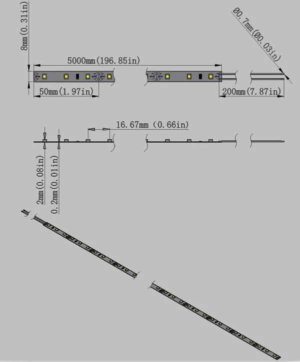 LightingWill 850nm SMD2835 DC12V IR LED Strip Light – 60/120/240 LEDs/m, 5 Meters, IP00/IP65