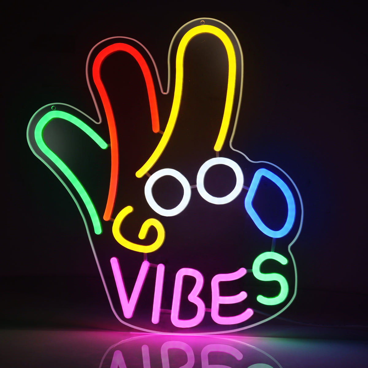 LightingWill Good Vibes “Okay” Neon Sign – Dimmable USB LED Light for