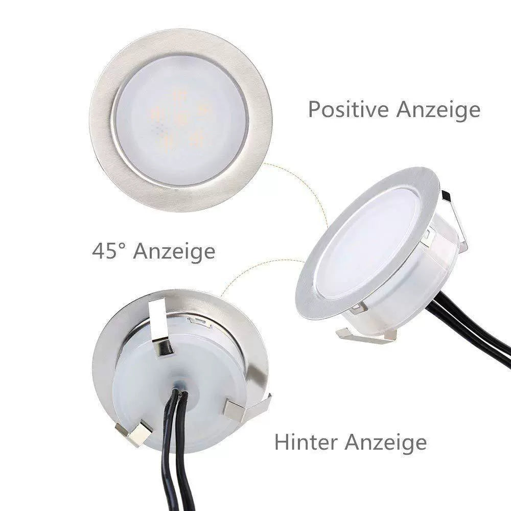 6-Pack Recessed LED Deck Lights – 1.5W Each | Warm White / Natural White | AC100–265V Input with Power Adapter | US / EU / UK / AU Plug Options | IP67 Waterproof Inground Step Lights Kit for Deck, Garden, Yard, Stairs & Pathway Lighting