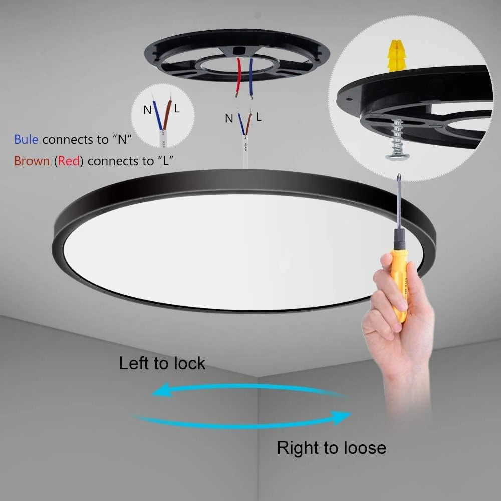 7 Inch 12W White / Black Round Ceiling Light – AC 220–240V | 3000K / 4500K / 5000K / 6500K | Flush Mount Ceiling Light for Modern Home Lighting | 1-Pack – Local Stock (UK)