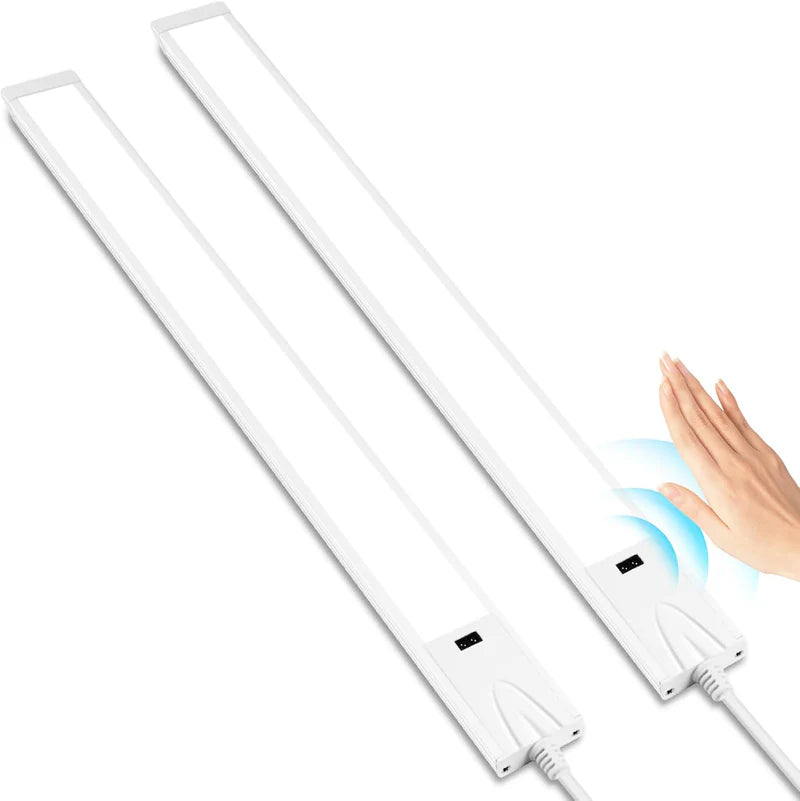 LightingWill 16 / 22 Inch Under Cabinet Light 1/2 Pack, 3CCT 3000K/4000K/6000K LED Cabinet Light, Hand Wave Sensor, Adhesive Mount Slim Design for Cabinets and Shelves, White Finish