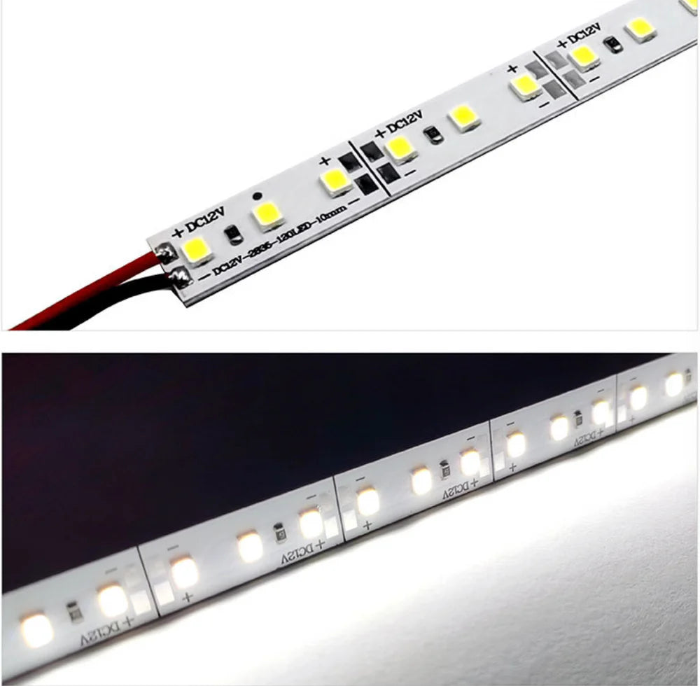 LightingWill SMD2835 10MM Wide Rigid LED Strip Light – DC12V / 24V | 12W/M | 120 LEDs/M | 10mm PCB | 1Meter Length | Warm White / Natural White / Daylight White / Cool White / Blue / Red / Green | High Brightness Indoor Lighting | 10 / 50PCS