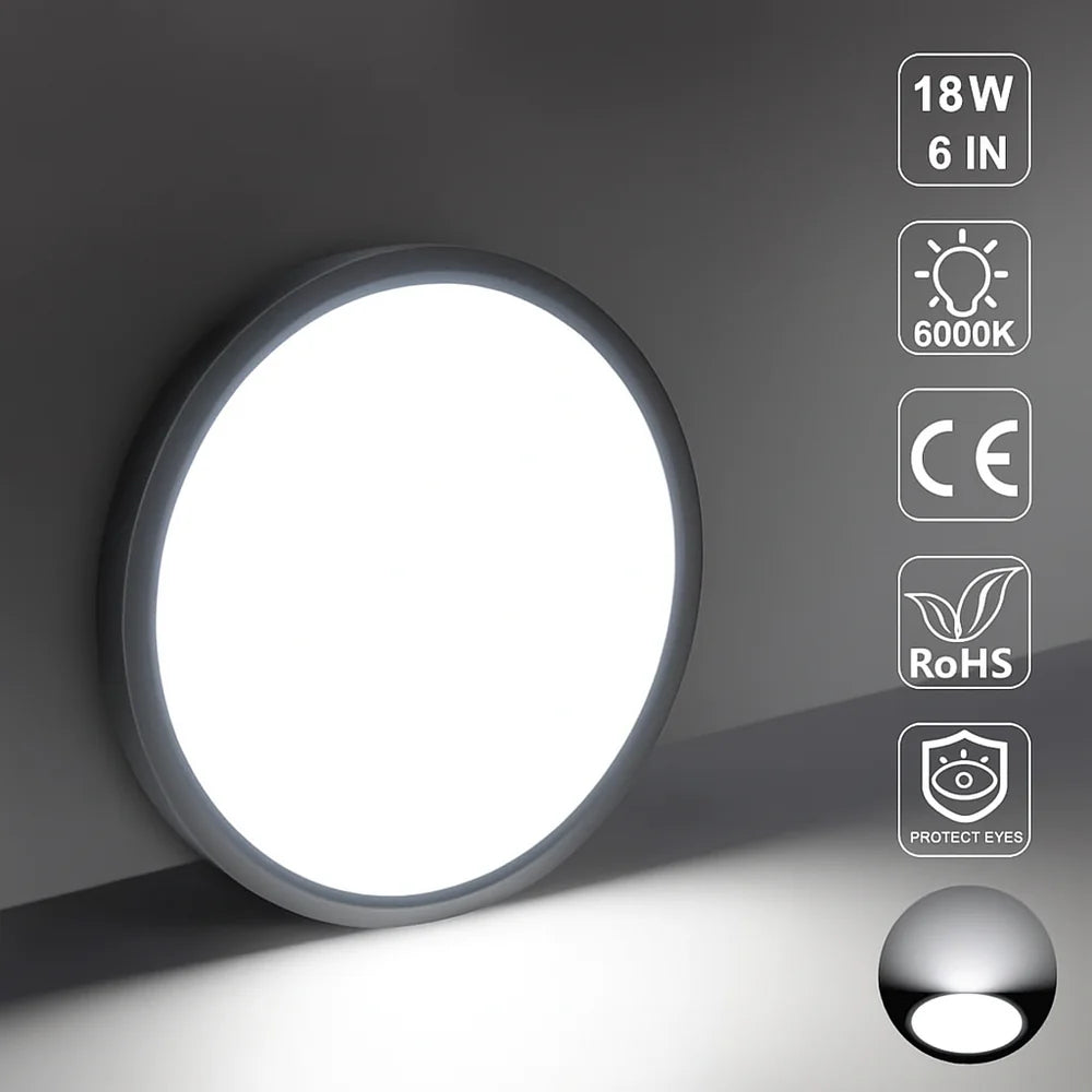 AC 110–130V Round Black LED Ceiling Light, 18W / 24W / 32W Options 3000K / 4500K / 5000K / 6500K Flush Mount Ceiling Light Local Stock (US)