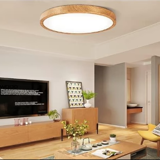 12 Inch 24W Wood Grain Round Ceiling Light – AC 220–240V | 3000K / 4500K / 5000K / 6500K | Flush Mount Ceiling Light for Warm Natural Lighting | 1-Pack – Local Stock (UK/DE)