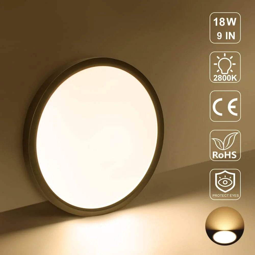 9 Inch 18W White / Black Round Ceiling Light – AC 220–240V | 3000K / 4500K / 5000K / 6500K | Flush Mount Ceiling Light for Modern Home Lighting | 1-Pack – Local Stock (UK)