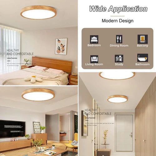 12 Inch 24W White / Black / Wood Grain Round Slim LED Ceiling Lights – AC 220–240V | 3000K / 4500K / 5000K / 6500K | Flush Mount Ceiling Light for Modern Home Lighting | 1-Pack – Local Stock (UK/DE)