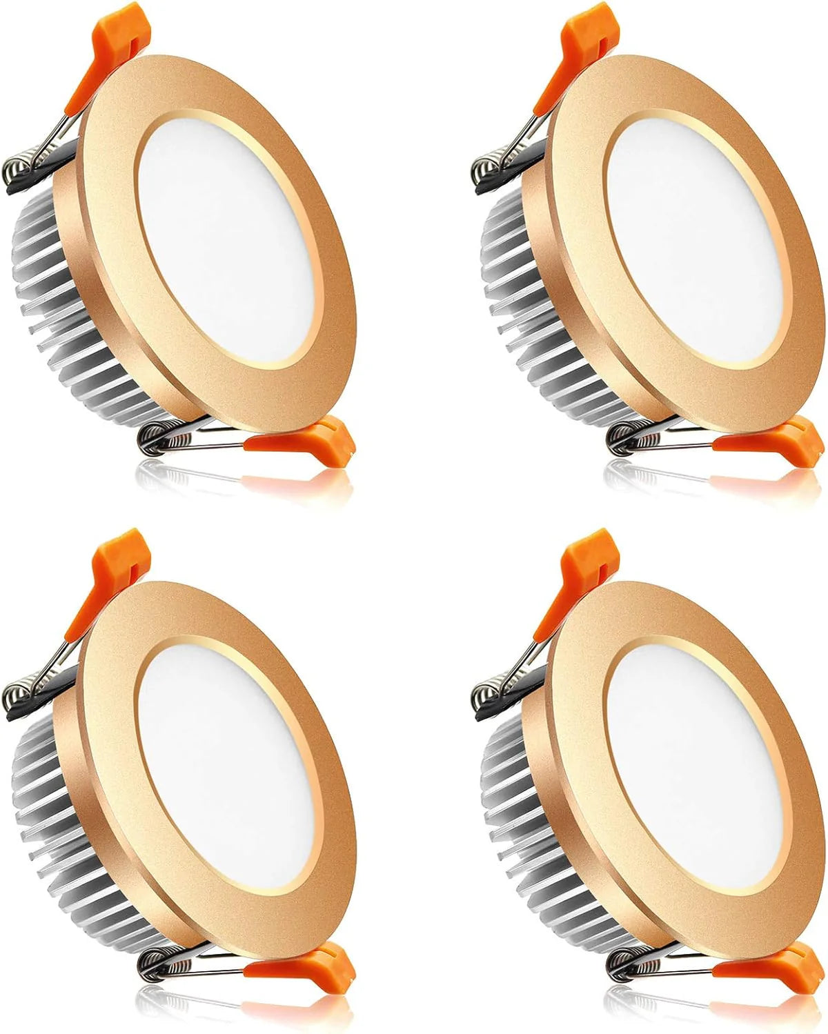 ECO-1 Series Frosted LED Downlight – Gold Housing – TRIAC Dimmable – 3W/5W – 4-Pack – 2700K–6000K – 100–130V