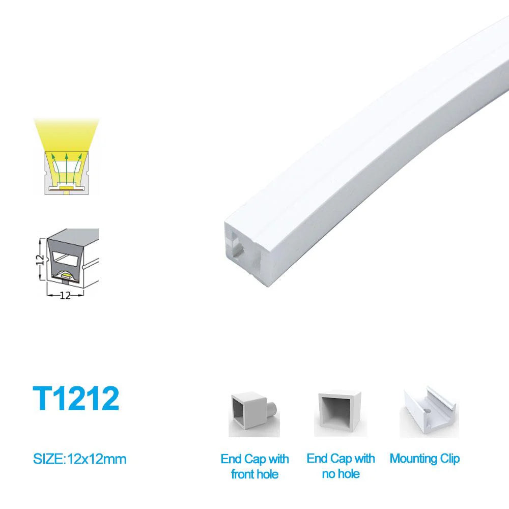 S1220 Black Side Edge Lighting Neon Light Housing – 12x20mm | Silicone LED Channel System | 10mm PCB Width | IP67 Waterproof | 16.4FT/5M*1/16.4FT/5M*5 | Local Stock US/UK/DE