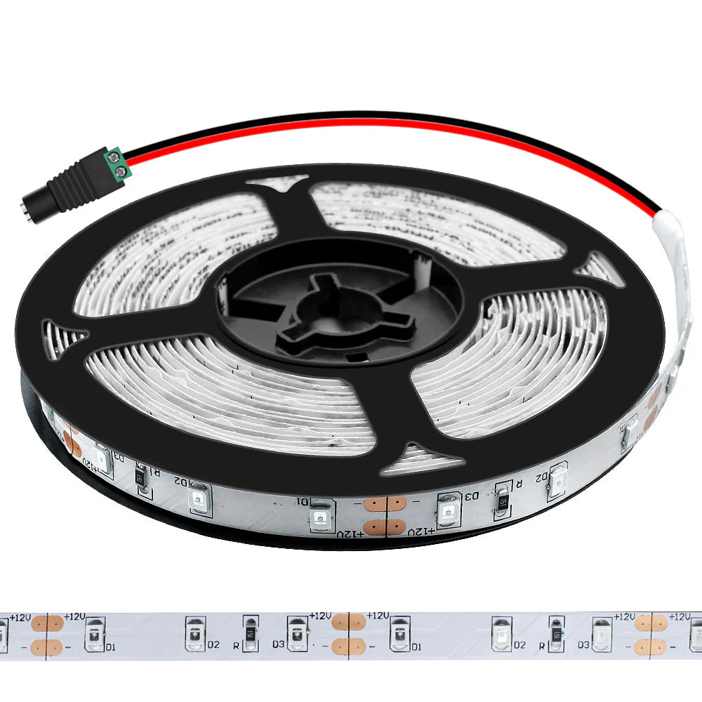 730–735nm SMD2835 DC12V Infrared LED Strip Light – Far Red for Flowering & Photoperiod Control, 60/120/240 LEDs/m, 5 Meters, IP00/IP65