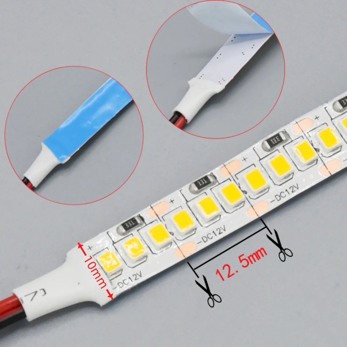 High Density SMD2835 LED Strip Light, 5m Roll | 12V DC | 240 LEDs/m | 18W/m | White 3000K / 4000K / 6000K | 10mm PCB | IP00 / IP67 Options