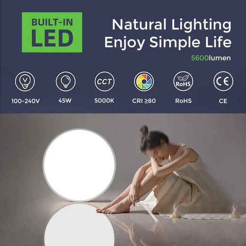 12 Inch 24W White / Black / Wood Grain Round Slim LED Ceiling Lights – AC 220–240V | 3000K / 4500K / 5000K / 6500K | Flush Mount Ceiling Light for Modern Home Lighting | 1-Pack – Local Stock (UK/DE)