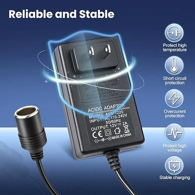 DC 12V Cigarette Lighter Plug-in LED Adapter 36W, AC 100–240V to 12V Converter Transformer - US Plug for Car Accessories, Portable Devices and LED Lighting