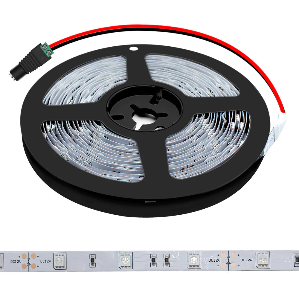 LightingWill 380–385nm SMD5050 UV LED Strip Light – 30/60/120 LEDs/m, 5M (16.4FT), DC12V, Non-Waterproof/IP67