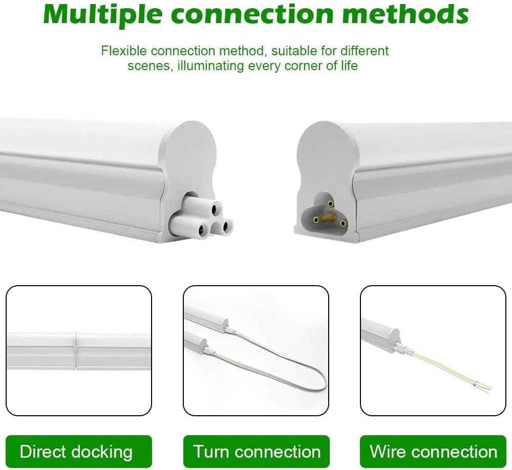 LightingWill LED T5 Integrated Fixture 2~4FT, Warm White / Daylight White, Linkable LED Shop Light, LED Ceiling Light and Under Cabinet Light,Corded Electric with Built-in ON/Off Switch