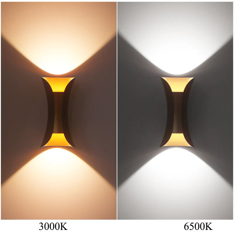 LightingWill LED Wall Light 6W 10W 20W 30W Outdoor Waterproof Wall Sconce 3000K 6500K Black White Gold Up Down Wall Light IP65 Aluminum Porch Garden Balcony Indoor 2 Pack