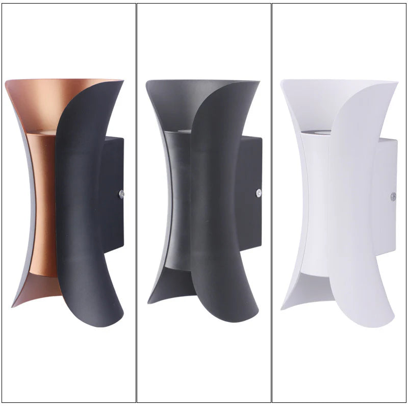 LightingWill LED Wall Light 10W Outdoor Waterproof Wall Sconce 3000K 6500K Black White Black Gold Up Down Wall Light IP65 Plastic Porch Garden Balcony Indoor 4 Pack