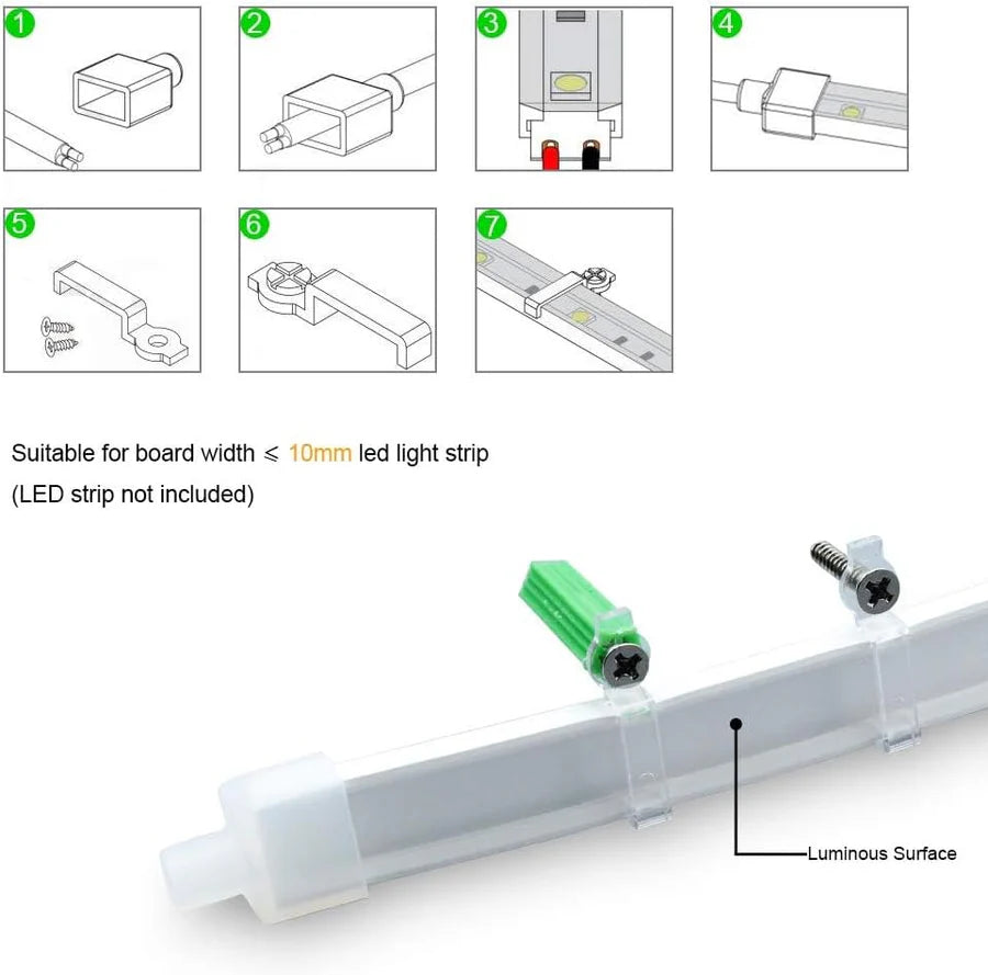 S1212 Neon Light Housing – 12x12mm | Silicone LED Channel System | 8mm PCB Width | IP67 Waterproof | 16.4FT/5M*1/16.4FT/5M*5 | Local Stock US/UK/DE