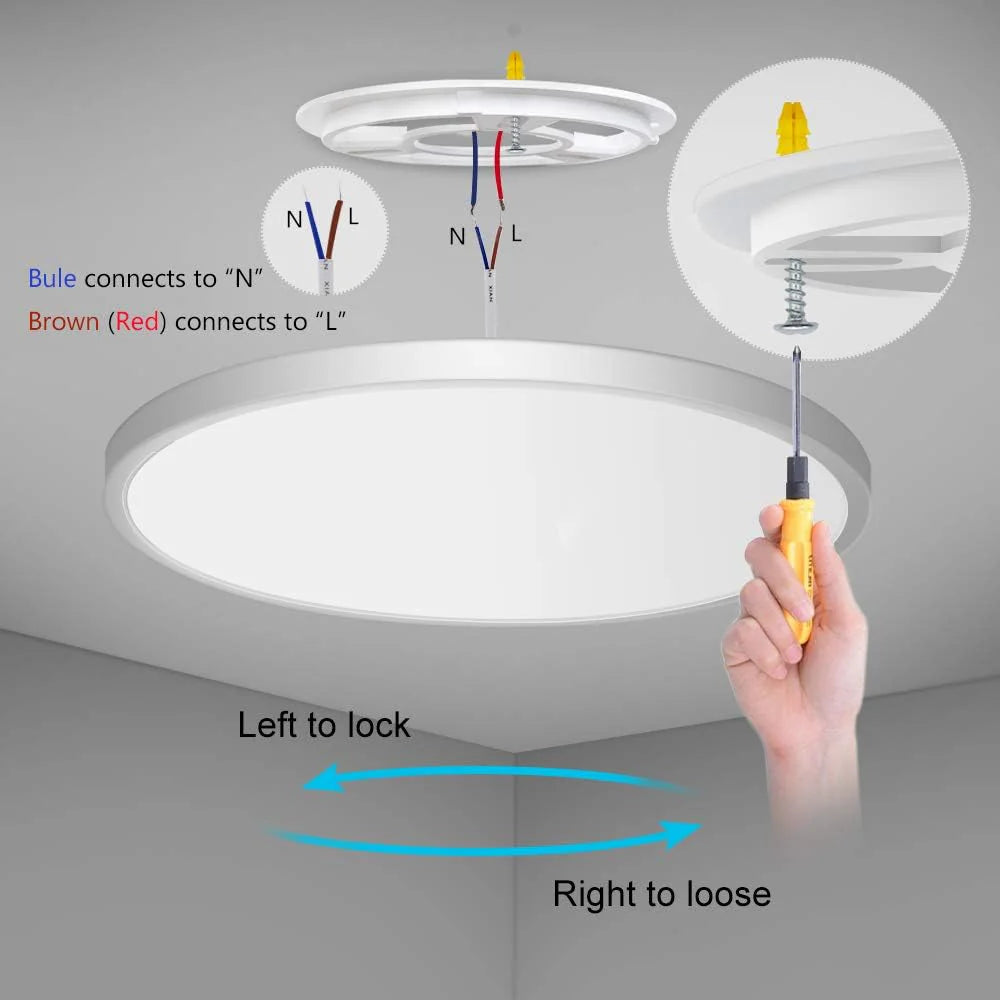 7 Inch Round 12W White LED Ceiling Light, 3000K / 4500K / 5000K / 6500K Flush Mount Ceiling Light Local Stock (US/UK/DE)