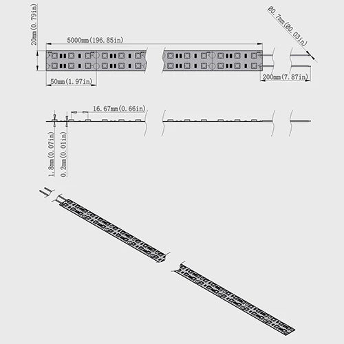 730–735nm SMD5050 DC12V Infrared LED Strip Light – High Power Far Red for Plants, 30/60/120 LEDs/m, 5 Meters, IP00/IP65