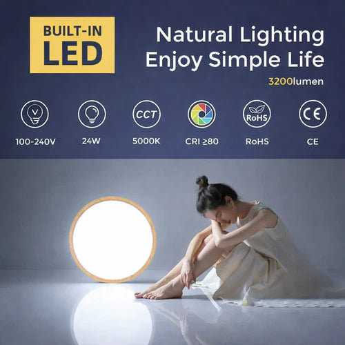 12 Inch 24W White / Black / Wood Grain Round Slim LED Ceiling Lights – AC 220–240V | 3000K / 4500K / 5000K / 6500K | Flush Mount Ceiling Light for Modern Home Lighting | 1-Pack – Local Stock (UK/DE)