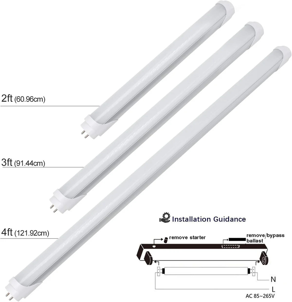4ft 20W T8 LED Tube Light, Retrofit Ballast Bypass Frosted Lens Warm / Natural / Daylight White AC90-240V Non-Dimmable 4-Pack or 20-Pack