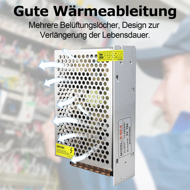 DC 5V 10W–300W Switching Power Supply, AC 110/220V Input, LED Strip Driver Transformer, Industrial Metal Case with Terminals, CE/FCC/RoHS Certified (300W with Cooling Fan)