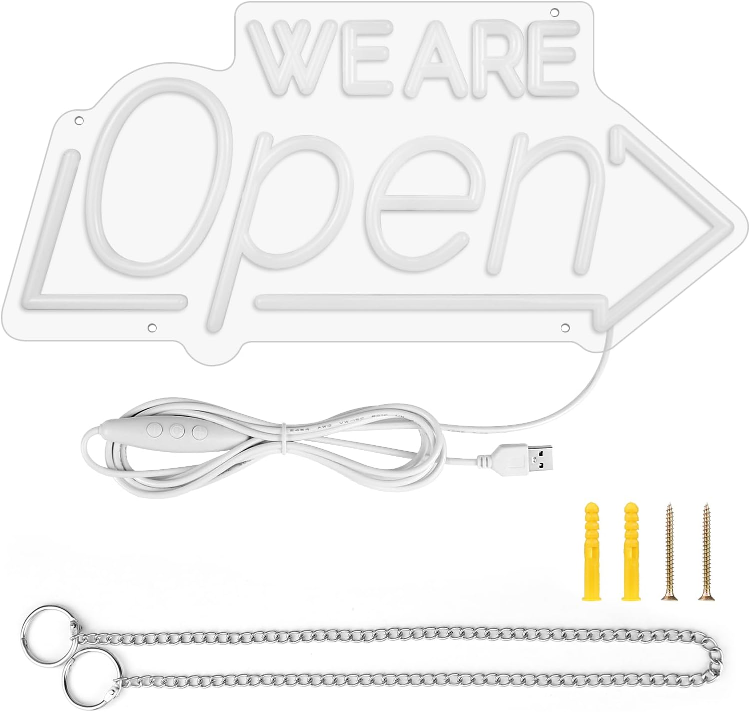 16.1"X 7.8" LED Neon WE ARE Open Sign, Dimmable Open Signs for Business, Bright Blue&Pink&Yellow Neon Open Sign Powered by USB, LED Sign for Coffee Shop Bar Salon Restaurant Pubs