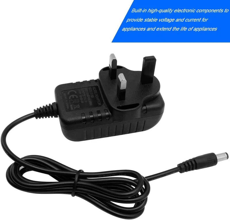 Power Supply Adapter DC 12V 12W–24W, AC 100–240V Wall Plug Transformer with US/UK Plug, Black Case LED Driver for LED Strip Lights, CCTV, Electronics