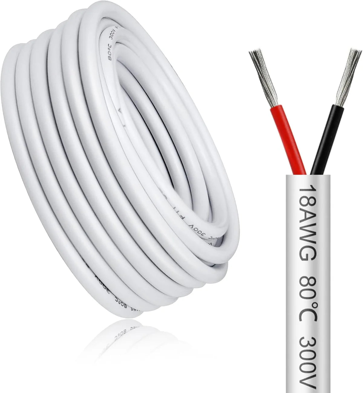 18 AWG 2/3/4/5 Conductor Black/White PVC Insulated Copper Cable – Multi-Core Flexible Wire for LED Installation – 10m (33ft)