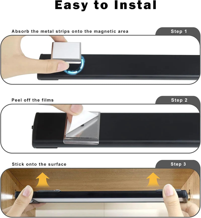 LightingWill Rechargeable Under Cabinet Light 2 Pack 9” / 12”, 3CCT 3000K/4000K/6000K LED Cabinet Light, Motion Sensor and Touch Dimming, Magnetic Mount for Cabinet Lighting, Silver or Black Finish