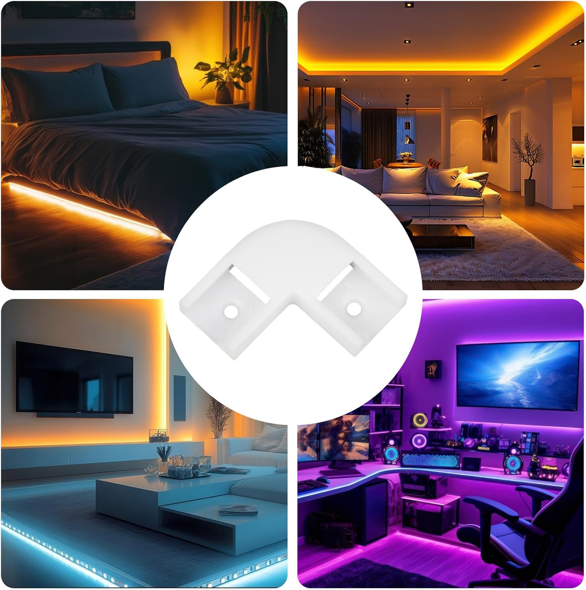 6-Pack 90° Corner Connectors for U-Shape LED Aluminum Channels with Screws