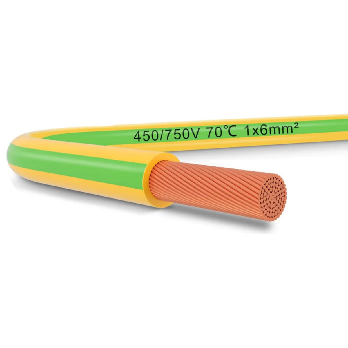 6mm² Ground Cable 10m–30m, Flexible Electrical Wire for Earthing, Wiring and Safety Installations, Green-Yellow Earth Wire PVC