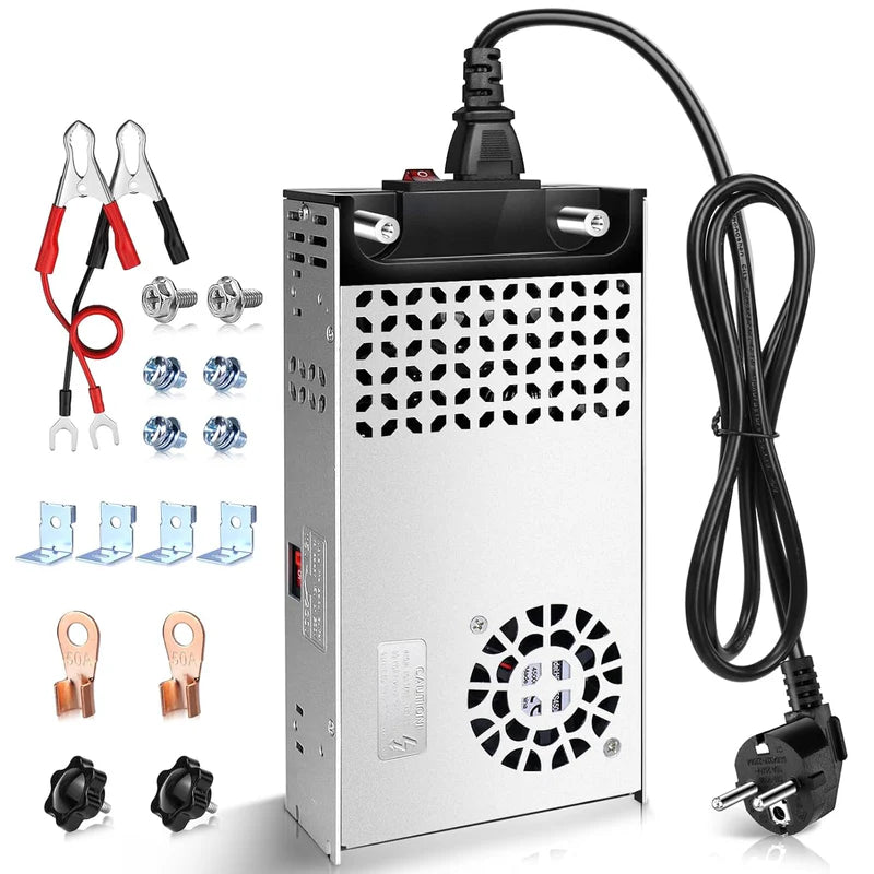 Upgrade DC 12V 360W–720W (30A–60A) Switching Power Supply, AC 110/240V Input Converter & Transformer, Cooling Fan Design, LED Driver Adapter for Strip Lights, 3D Printer, Radio — US/UK/EU Plug Options, CE/FCC/RoHS Certified