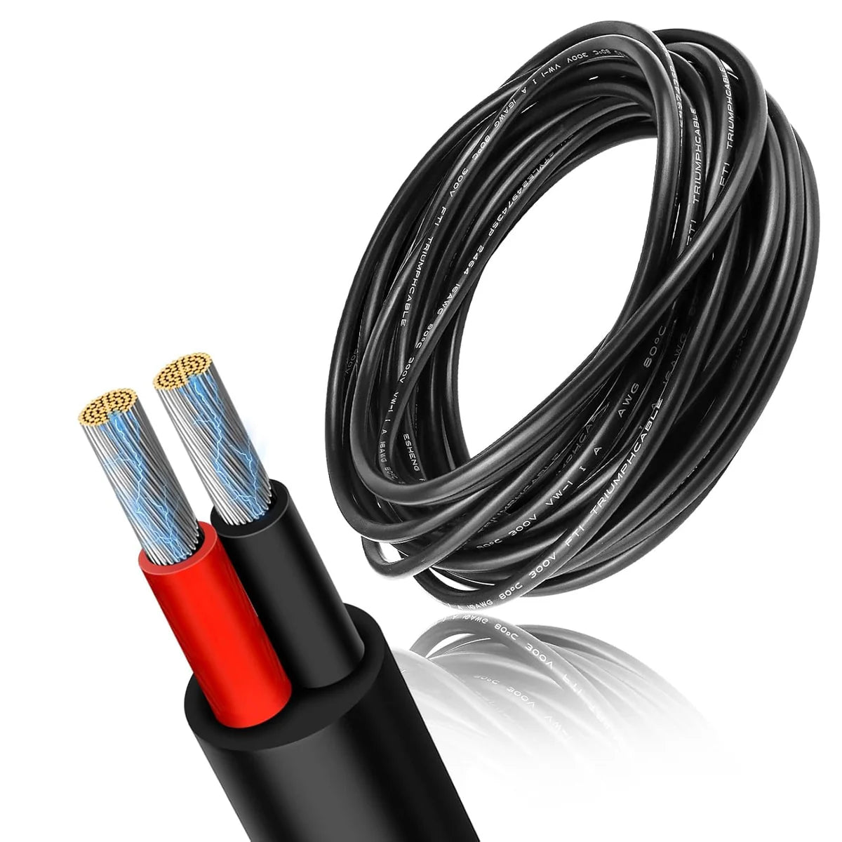 14 AWG Electrical Wire, Stranded Tinned Copper Cable, 2/3/4/5 Conductor Multi-Core, Black/White PVC Extension Cord, Flexible Control Wire — 3m–50m (10ft–165ft) Options