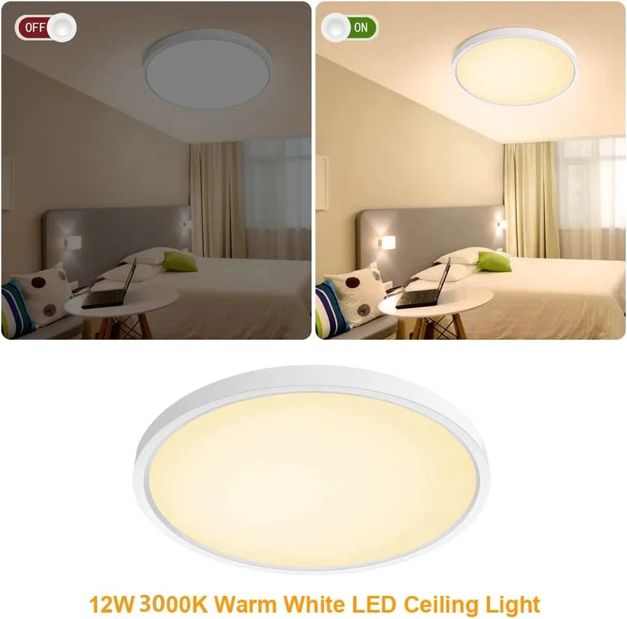 7 Inch Round 12W White LED Ceiling Light, 3000K / 4500K / 5000K / 6500K Flush Mount Ceiling Light Local Stock (US/UK/DE)