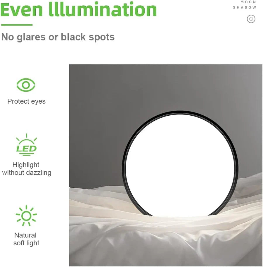 AC 110–130V Round Black LED Ceiling Light, 18W / 24W / 32W Options 3000K / 4500K / 5000K / 6500K Flush Mount Ceiling Light Local Stock (US)
