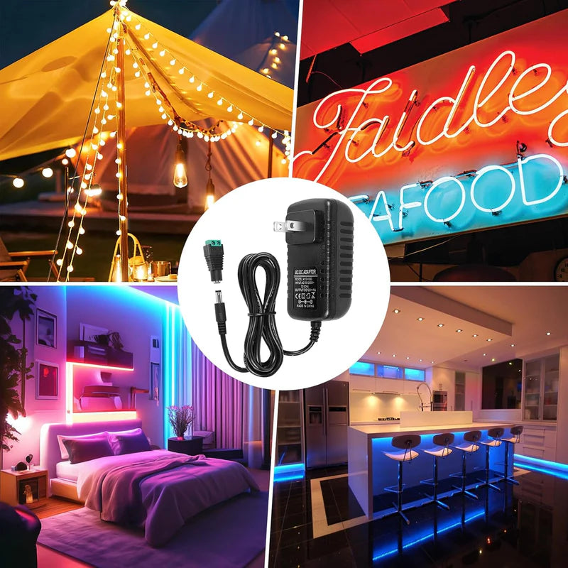 Power Adapter DC 24V 24W, AC 100–240V to 24V Wall Plug Switching Power Supply with US Plug, Black Case for LED Lighting and Electronics