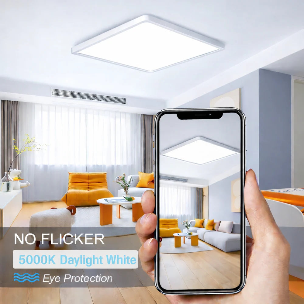 12 Inch 24W White Square Ceiling Light – AC 220–240V | 3000K / 5000K | Flush Mount Ceiling Light for Modern Home Lighting | 1-Pack – Local Stock (UK)