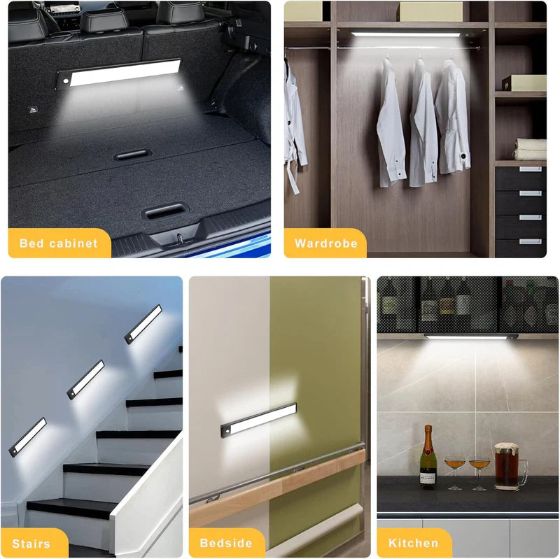 LightingWill Rechargeable Under Cabinet Light 2 Pack 9” / 12”, 3CCT 3000K/4000K/6000K LED Cabinet Light, Motion Sensor and Touch Dimming, Magnetic Mount for Cabinet Lighting, Silver or Black Finish