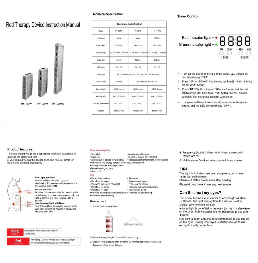 ALW-PRO Heavy Duty Infrared Therapy Lamp – 1000W / 1250W | Dual Chip Red & IR | Touch Control with Timer & Pulse Dimming | 30° Lens | AC85–265V | Goggles Included | for Skin Care | US / EU / UK / AU Plug
