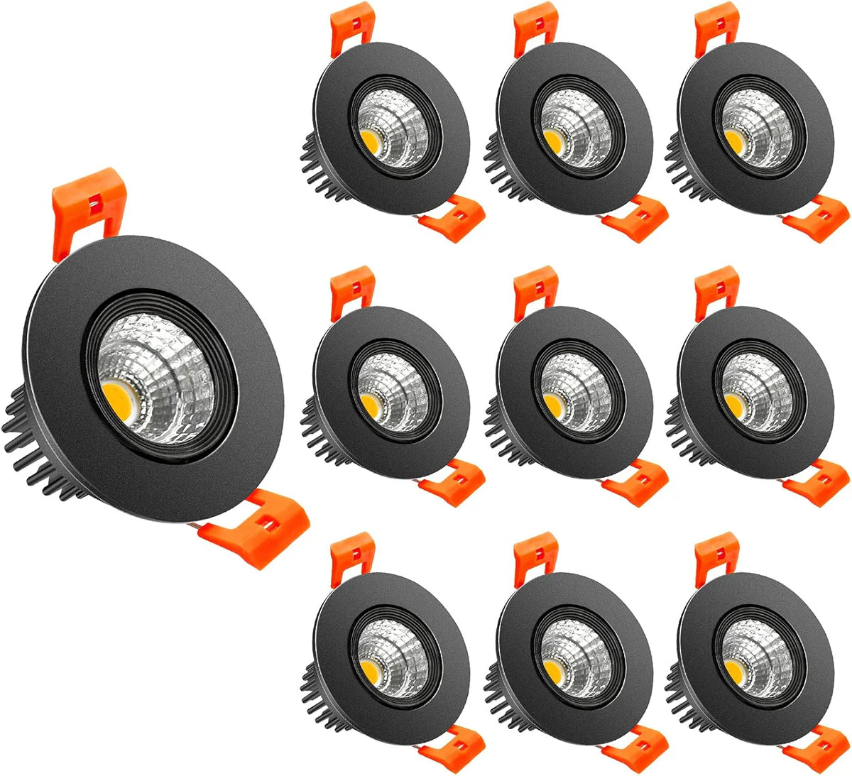 ECO-2 Series Adjustable COB LED Recessed Downlight – Black Housing – TRIAC Dimmable – 3W – 4-Pack/6-Pack/10-Pack – 3000K–6000K – 100–130V / 200–240V