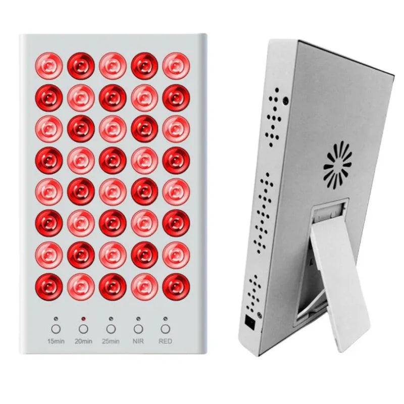 50W Desktop Infrared Therapy Lamp – 40 LEDs | Button / Touch Control | Red Light 660nm & IR 850nm | Dimmable Timer | AC100–240V | Desktop Stand Design | for Skin Care | Hanging Rope & Goggles Included | US / EU / UK / AU Plug