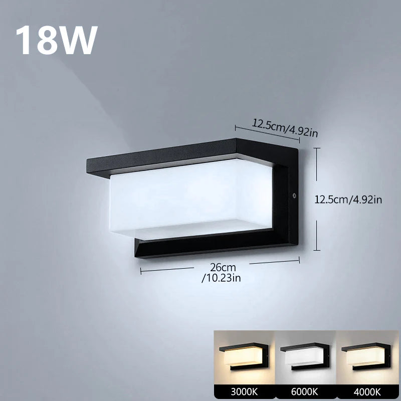 LightingWill LED Wall Light 18W 30W 50W Outdoor Waterproof Wall Sconce 3000K 4000K 6000K Black Up Down Wall Light IP65 Aluminum Porch Garden Balcony Indoor