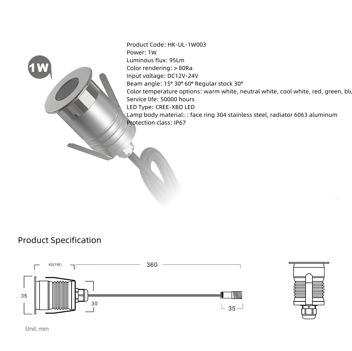 8/10-Pack Honeycomb Anti-Glare Low Voltage LED Step Lights – 3000K / 4000K / 6000K | 1W / 3W | DC12–24V | IP67 Waterproof Stainless Steel Honeycomb Step & Path Lights