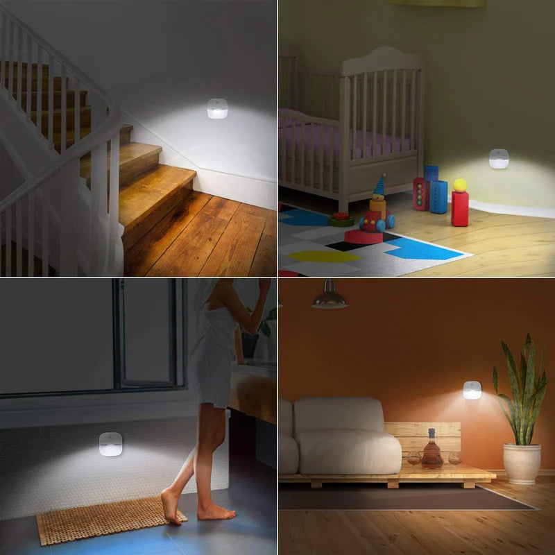 LightingWill LED Motion Sensor Light Battery Operated Dual White 3000K 6500K Switchable Cordless Stick On Night Light for Closet Kitchen Bathroom Hallway Cabinet 2 3 4 5 6 Pack