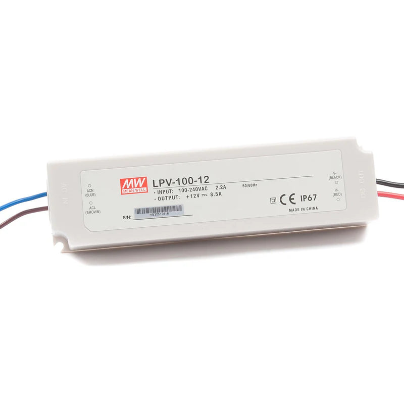 MEANWELL LPV Series IP67 Waterproof Switching Power Supply, AC90-264V Input | DC Output 12V / 24V | 35W / 60W / 100W / 150W | IP67 Waterproof | UL / CE Certified