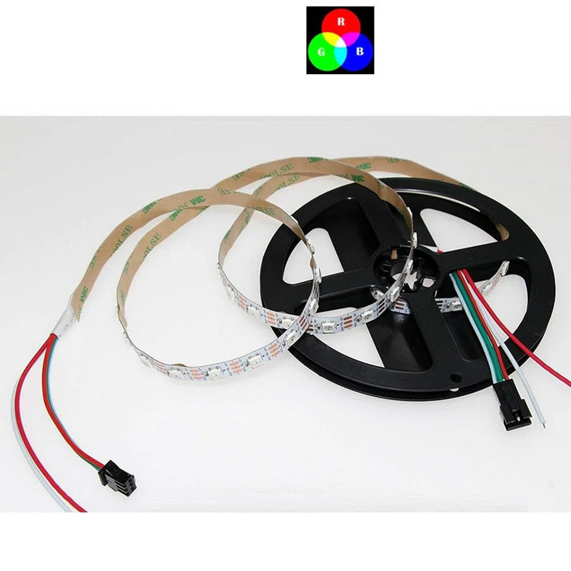 LightingWill WS2812B RGBIC LED Strip Light DC5V 10mm PCB SMD5050 Individually Addressable 30 60 96 LEDs/m IP00 IP65 IP67 Flowing Multicolor LED Strip for Party Decoration DIY Lighting 5M 50M
