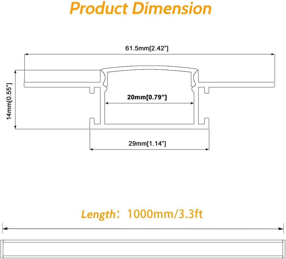 Silver TX-090 Double-Sided LED Aluminum Channel for Plaster-In Drywall, Fits LED Strips Up to 20mm Wide, with Milky White Diffuser
