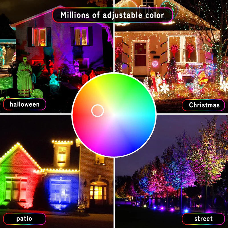 LightingWill FL-IC Series RGBIC LED Flood Light 10W-50W WS2811 Addressable IP66 24V DC Outdoor Landscape Light Aluminum Housing Wall Wash Stage Lighting 2/10-Pack